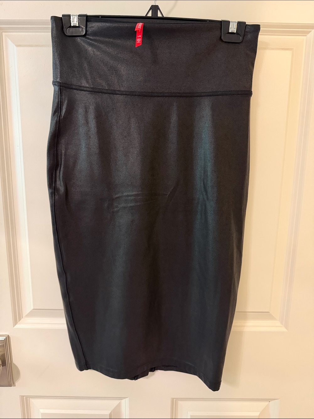 SPANX Black Faux Leather Pencil Skirt